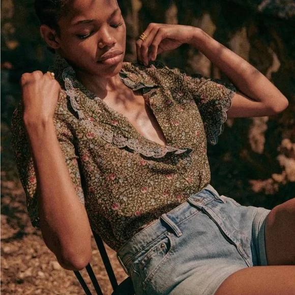 Sezane | Tops | Iso Not For Sale Iso Szane Khaki Floral  display picture 1